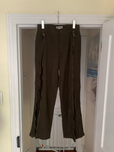 ss2001 Issey Miyake Dark Khaki Front Zipper Trousers - Size S