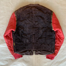 Load image into Gallery viewer, 1990s Armani Modular Hunting Jacket with Faded Purple Corduroy Base and Red Quilted Nylon Sleeves - Size L