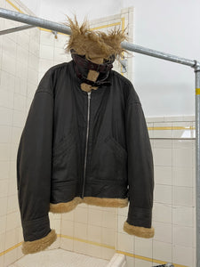 aw1994 Issey Miyake Faux Mouton Cropped High Neck Flight Jacket - Size L