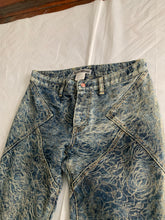 Load image into Gallery viewer, ss2007 Issey Miyake Rose Embossed Paneled Flared Denim Pants - Size XS