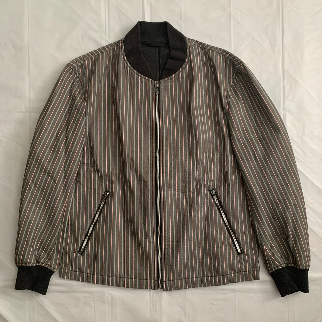 1990s CDGH+ Faded Grey Pinstripe Cropped Bomber - Size M