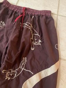 aw2019 Bernhard Willhelm Embroidered Maroon Track Pants - Size M