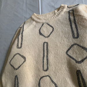 1990s Armani Painted Beige Wool Sweater - Size M