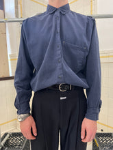 Load image into Gallery viewer, 1980s Marithe Francois Girbaud Navy Military Shirt with Shoulder Gathering Detail - Size S