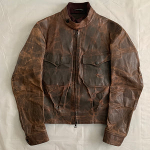 aw2009 Yohji Yamamoto x Justin Davis Uzi Pinup Brown Leather Jacket - Size M