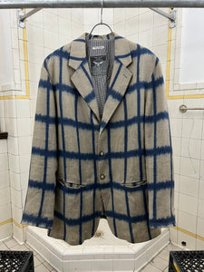 1990s Armani Checkered Dyed Beige Linen Blazer - XL
