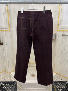 2000s Mandarina Duck Brushed Purple Cotton Trousers with Yellow Stitch Detailing - Size S