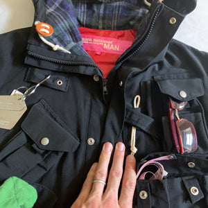 2011 Junya Watanabe Black Nylon/Corduroy Blend Multipocket Jacket - Size M