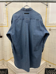 1980s Katharine Hamnett Light Wash Denim Cargo Shirt - Size L