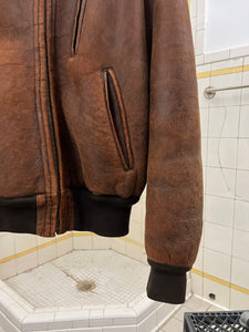 1980s Katharine Hamnett Shearling Leather Bomber Jacket - Size L