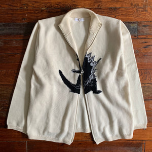 1990s Yohji Yamamoto Intarsia Godzilla Zipper Sweater - Size M