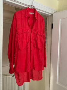 1980s Katharine Hamnett Burnt Red Silk Big Pocket Shirt - Size OS