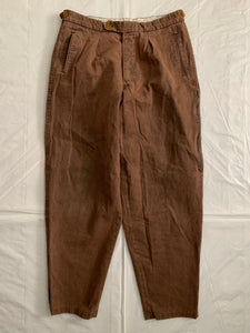 1990s Armani Faded Mud Brown Trousers with Side Seam Zipper Pocket - Size L