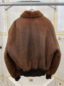 1980s Katharine Hamnett Shearling Leather Bomber Jacket - Size L