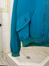 Load image into Gallery viewer, 1980s Armani Blue Bomber Jacket with Ribbed Collar Trim - Size M