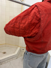 Load image into Gallery viewer, 1980s Armani Washed Red Cropped Moto Jacket with Quilted Sleeves - Size L