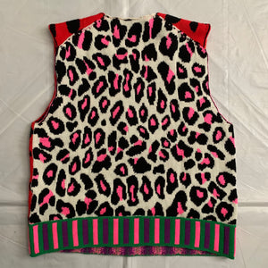 ss2018 CDGH+ Red Leopard Print Knitted Vest - Size M