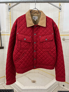 1990s Armani Quilted Nylon Red Trucker Jacket - Size L