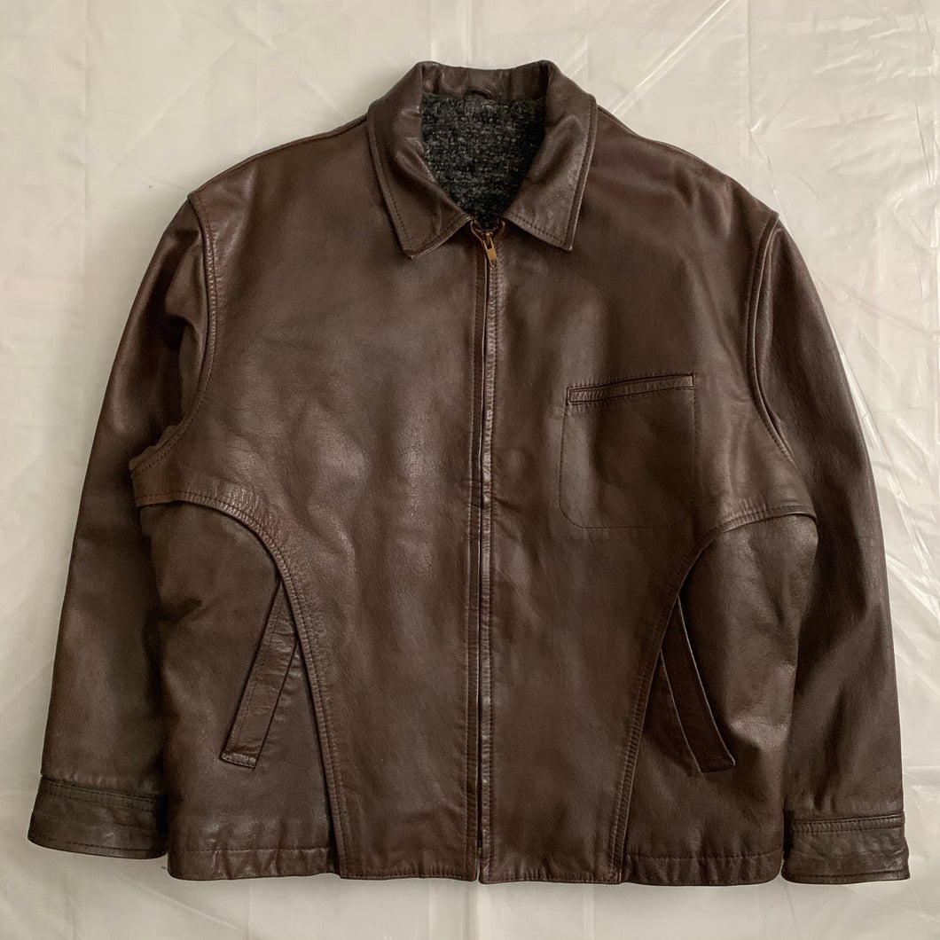 1980s CDGH Brown Paneled Leather Work Jacket - Size OS
