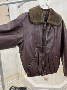 1990s Armani Leather Bomber With Quilted Lining - Size M