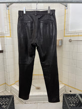 Load image into Gallery viewer, aw1996 Issey Miyake Brown Leather Moto Trousers with Ribbed Knee Panels - Size M
