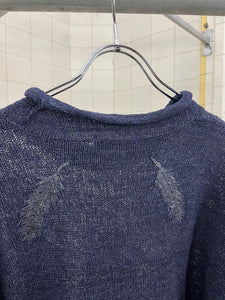 ss1994 Issey Miyake Silk Sweater with Feather Applications - Size L