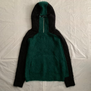 2000s Vintage Green and Black Mohair Ninja Hoodie - Size M