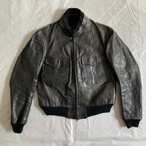 aw2009 Yohji Yamamoto x Justin Davis Uzi Pinup Black Leather Bomber Jacket - Size M