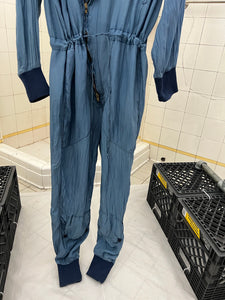 1980s Katharine Hamnett Aqua Blue Silk Flight Suit - Size OS