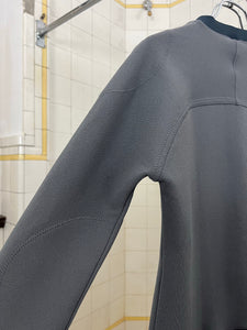 2000s Mandarina Duck Slate Grey Cropped Contemporary Textured Zipper Cardigan - Size XS