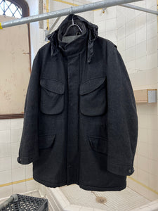 Late 1990s Mandarina Duck Thick Wool M65 Jacket with Black Nylon Hood - Size L