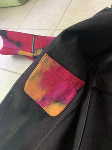 aw1997 Issey Miyake Wool Vibrant Camo Blazer with Leather Trim - Size L