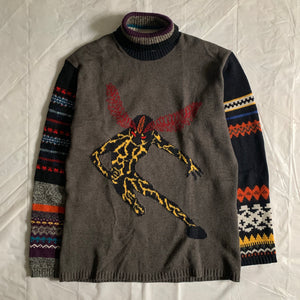aw2007 Yohji Yamamoto Intarsia Cyborg 009 Villian Turtleneck Sweater - Size L