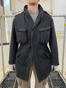 Late 1990s Mandarina Duck Thick Wool M65 Jacket with Grey Nylon Hood - Size L