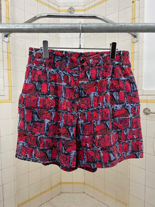 1990s Katharine Hamnett Red Hawaiian Print Shorts - Size M