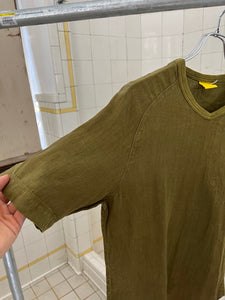 2000s Mandarina Duck Khaki Green Reversible Linen Chest Pocket Shirt - Size M