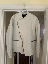 Load image into Gallery viewer, 1980s Issey Miyake White Dual Backzip Heavy Cotton Bomber Jacket with Asymmetric Closure - Size XL