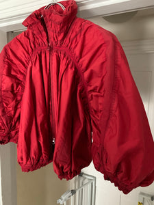 aw2007 Issey Miyake APOC Cropped Red Jacket with Pleats and Ribbing Details - Size S