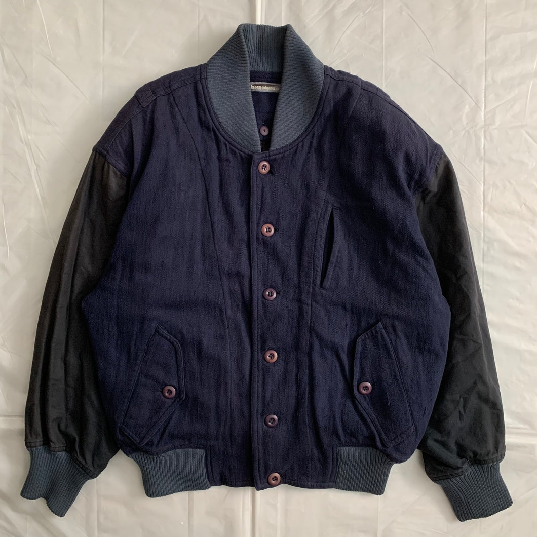 1980s Issey Miyake Switch Sleeve Linen Bomber Jacket with Removable Lining - Size XL