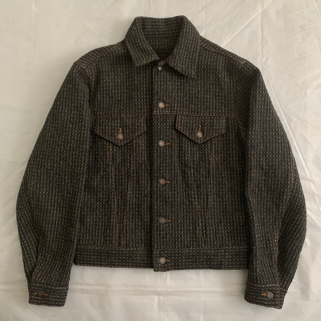 1997 CDGH Charcoal Grey Textured Tweed Trucker Jacket - Size M