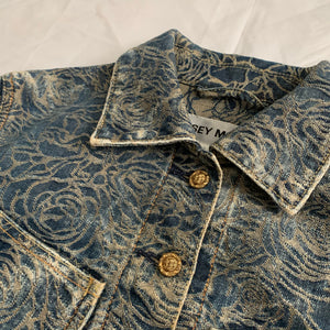 ss2007 Issey Miyake Rose Embossed Paneled Denim Jacket - Size XS