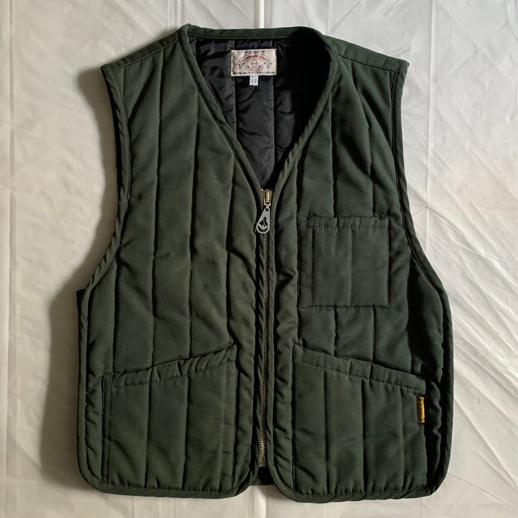 1990s Armani Forest Green Padded Quilted Vest - Size L