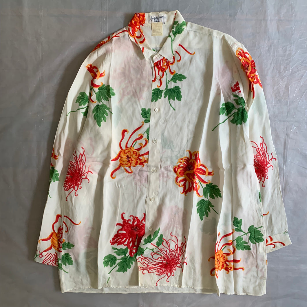 ss1996 Yohji Yamamoto Oversize Acetate Floral Print Shirt - Size XL
