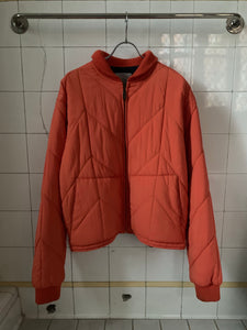 1990s Armani Cropped Quilted Chevron Iridescent Orange Bomber Jacket - Size L