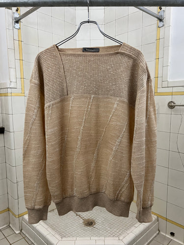 1980s Issey Miyake Beige Textured Square Neck Sweater - Size L