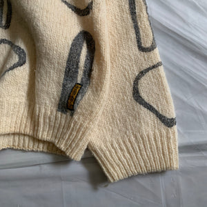 1990s Armani Painted Beige Wool Sweater - Size M