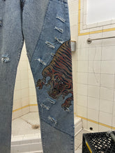 Load image into Gallery viewer, 1990s Armani Oriental Tiger Applique Washed Denim - Size S