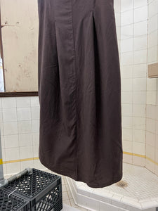 2000s Mandarina Duck Brown Skirt with Center Pleat and Side Snap Detailing - Size M