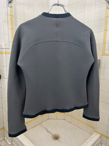 2000s Mandarina Duck Slate Grey Cropped Contemporary Textured Zipper Cardigan - Size XS