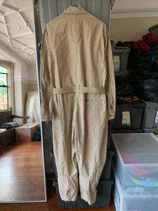 1990s Armani Light Khaki Belted Military Flight Jumpsuit - Size M
